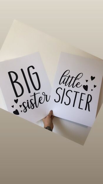 Big Sister Little Sister Hearts Lot de 2 chambres à coucher pour enfant A3 brillant