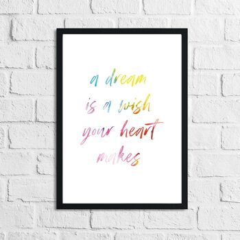 A Dream Is A Wish Color Childrens Room Print A5 Normal 2