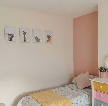 Girafe Wild Animal Floral Nursery Childrens Room Print A5 Haute Brillance 3