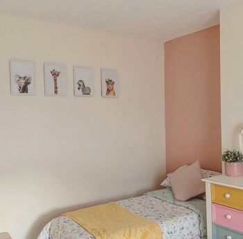 Impression de chambre d'enfant de pépinière florale d'animal sauvage de girafe A2 normale 3