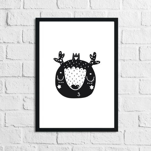 Scandinavian Deer Childrens Nursery Room Print A5 Normal