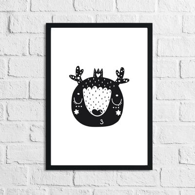 Scandinavian Deer Childrens Nursery Room Print A5 Normal