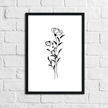 Flower 9 Simple Line Work Bedroom Home Print A4 Haute Brillance