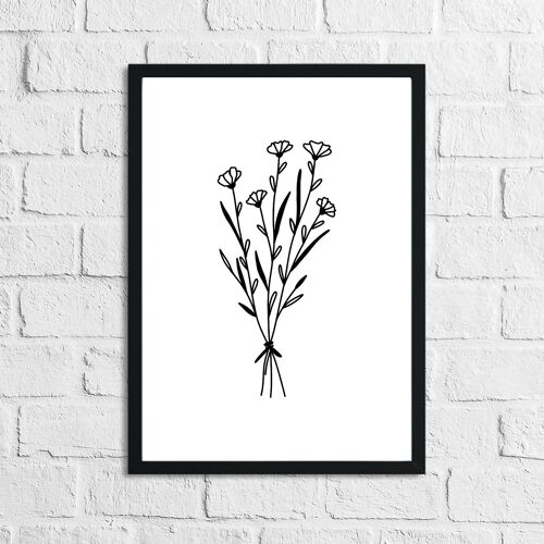 Flower 6 Simple Line Work Bedroom Home Print A5 High Gloss