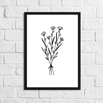 Flower 6 Simple Line Work Bedroom Home Print A5 Haute Brillance