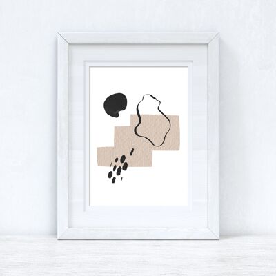 Beige Black Abstract 3 Colour Shapes Home Print A5 High Gloss