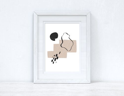 Beige Black Abstract 3 Colour Shapes Home Print A4 High Gloss