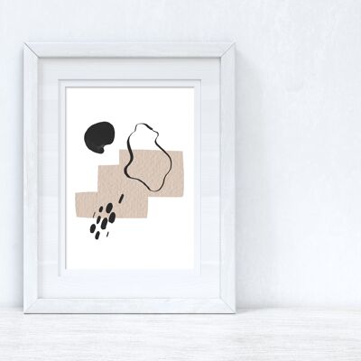 Beige Black Abstract 3 Colour Shapes Home Print A3 High Gloss