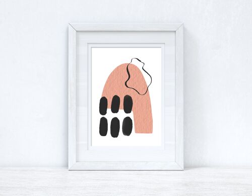 Peach Pink Black Abstract 1 Colour Shapes Home Print A2 Normal