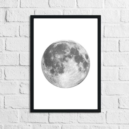 Full Moon Grey Bedroom Home Simple Print A5 Normal