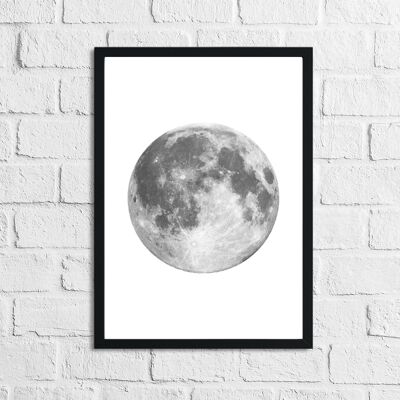 Full Moon Grey Bedroom Home Simple Print A3 Normal