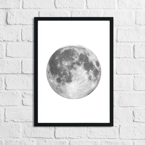 Full Moon Grey Bedroom Home Simple Print A2 Normal