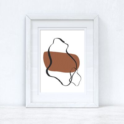 Brown Black Abstract 3 Colour Shapes Home Print A4 High Gloss