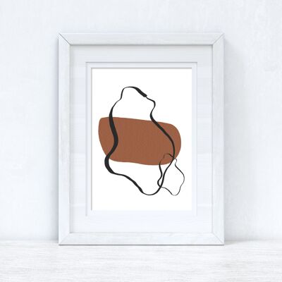 Brown Black Abstract 3 Colour Shapes Home Print A2 Normal