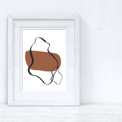 Brown Black Abstract 3 Colour Shapes Home Print A2 High Gloss