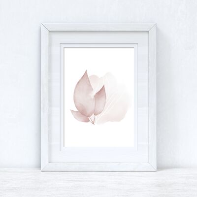 Natural Pinks Watercolour Leaves 2 Bedroom Home Print A5 Normal