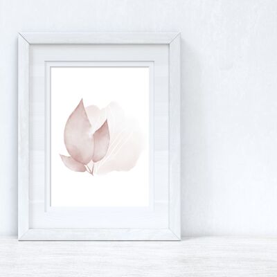 Natural Pinks Watercolour Leaves 2 Bedroom Home Print A5 High Gloss