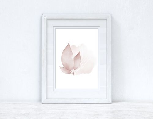 Natural Pinks Watercolour Leaves 2 Bedroom Home Print A2 High Gloss