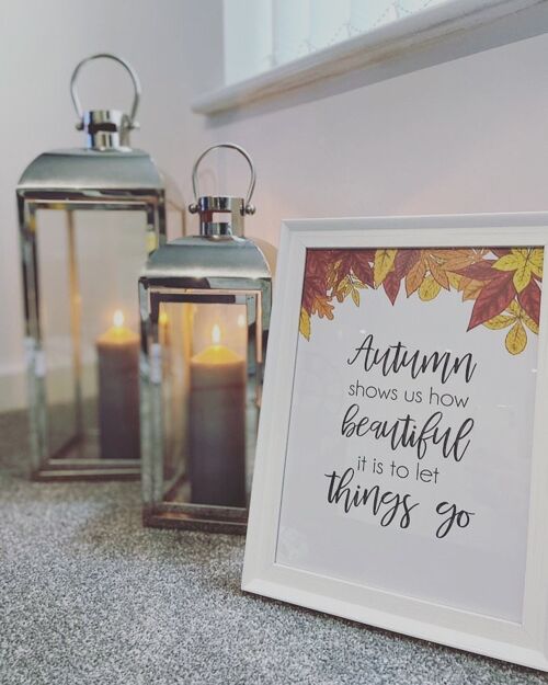 Autumn Shows Us How Leaf Border Autumn Seasonal Home Print A4 High Gloss