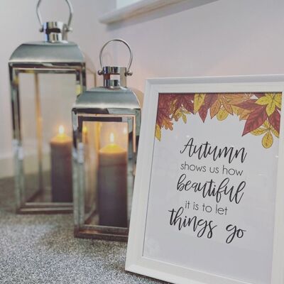 Autumn Shows Us How Leaf Border Autumn Seasonal Home Print A4 High Gloss