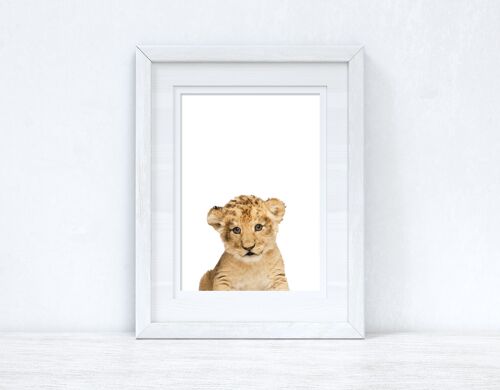 Baby Lion Wild Animal Unisex Nursery Childrens Room Print A5 Normal