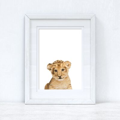 Baby Lion Wild Animal Unisex Nursery Childrens Room Print A2 Normal