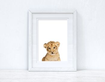 Baby Lion Wild Animal Unisex Nursery Childrens Room Print A2 High Gloss