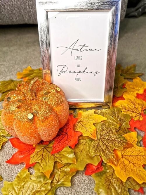 Autumn Leaves And Pumpkins Please Portrait Autumn Seasonal H A4 High Gloss