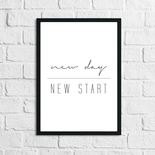 New Day New Start Inspirational Home Quote Print A4 High Gloss