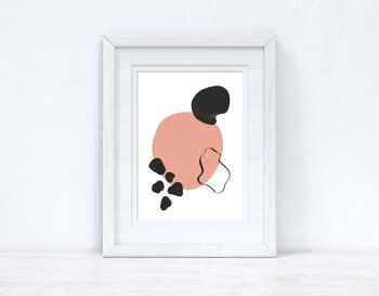 Rose pêche noir abstrait 4 formes de couleur Home Print A5 haute brillance