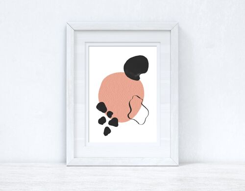 Peach Pink Black Abstract 4 Colour Shapes Home Print A2 Normal