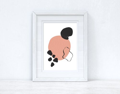 Peach Pink Black Abstract 4 Colour Shapes Home Print A2 High Gloss