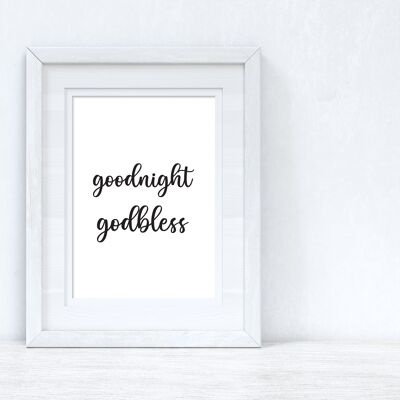 Goodnight Godbless Bedroom Room Print A5 Normal