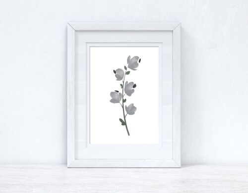 Grey Black Green Watercolour Flower 1 Bedroom Home Print A6 Normal