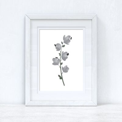 Grey Black Green Watercolour Flower 1 Bedroom Home Print A4 High Gloss