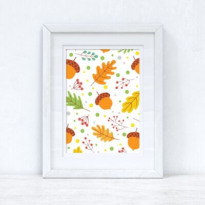 Autumn Fall Leaves Autumn Seasonal Home Print A5 High Gloss