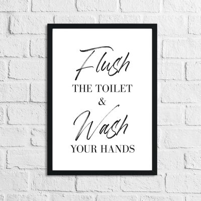 Rincer les toilettes Lavez-vous les mains Impression de salle de bain A4 haute brillance