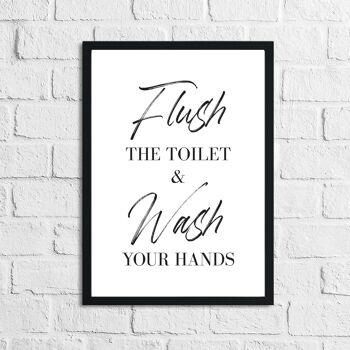 Rincer les toilettes Lavez-vous les mains salle de bain impression A3 haute brillance