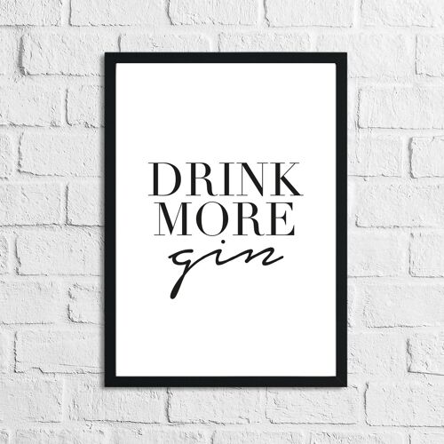 Drink More Gin Alcohol Kitchen Print A5 Normal