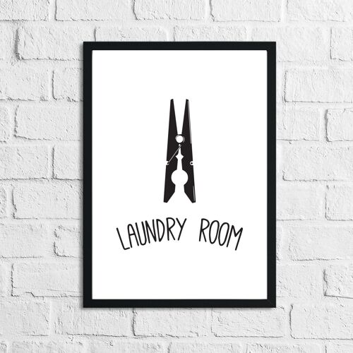 Laundry Room Peg Simple Print A2 High Gloss