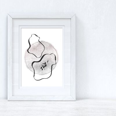 Silver Grey Black Abstract 5 Colour Shapes Home Print A4 High Gloss