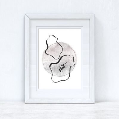 Silver Grey Black Abstract 5 Colour Shapes Home Print A2 Normal