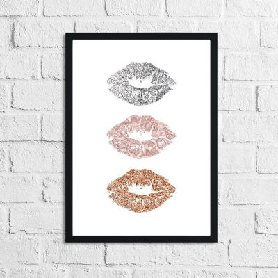 3 Metallic Kiss Lips Dressing Room Simple Print A5 High Gloss