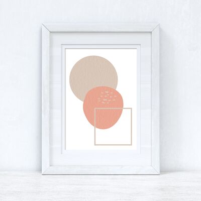 Rosa melocotón, beige, abstracto, 4 formas de color, impresión casera A5 de alto brillo