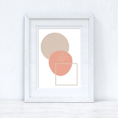 Peach Pink Beige Abstract 4 Colour Shapes Home Print A3 High Gloss