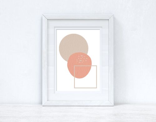 Peach Pink Beige Abstract 4 Colour Shapes Home Print A2 Normal