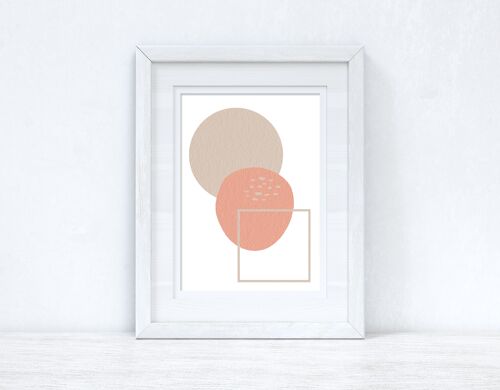 Peach Pink Beige Abstract 4 Colour Shapes Home Print A2 High Gloss