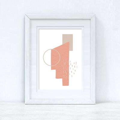 Peach Pink Beige Abstract 3 Colour Shapes Home Print A5 High Gloss