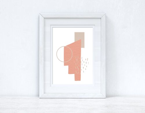 Peach Pink Beige Abstract 3 Colour Shapes Home Print A2 Normal