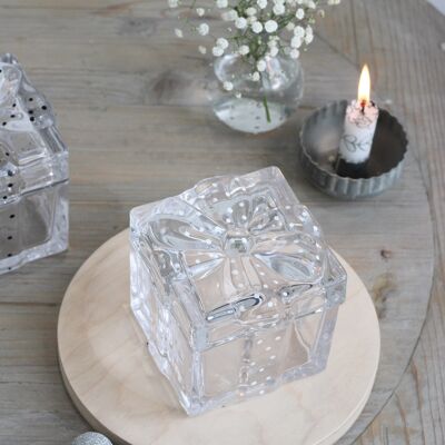 Glass Present Box - White Polka dots